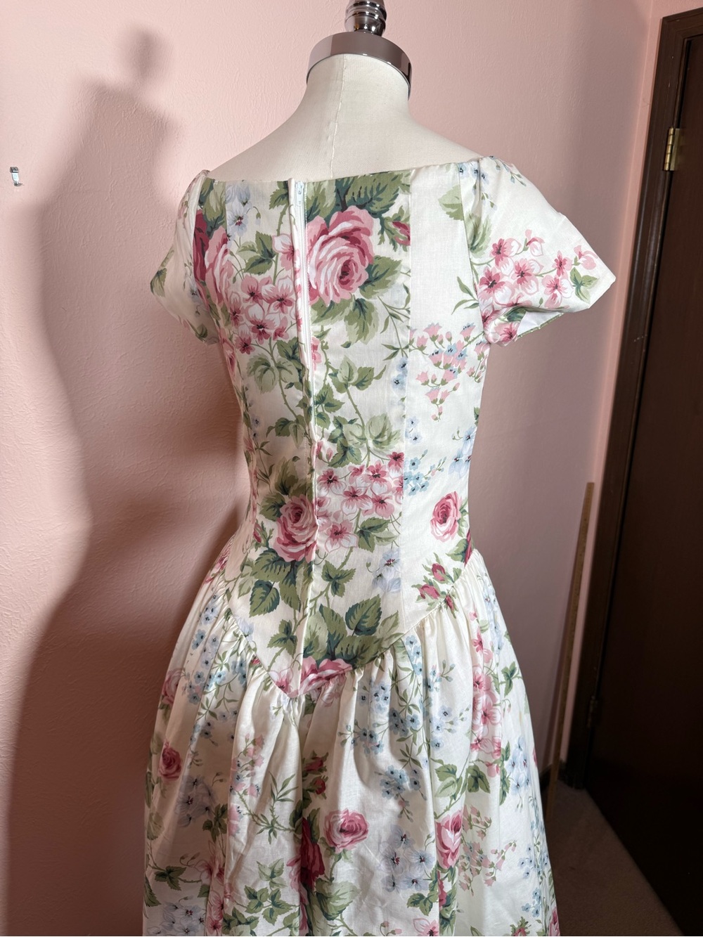 Vintage Loralie original rose floral full skirt Victorian tea dress medium - Picture 12 of 16